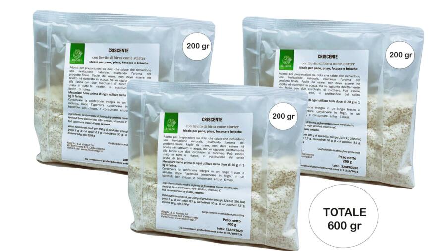 3 Confezioni di Criscente Lievito Attivo Disidratato da 200g